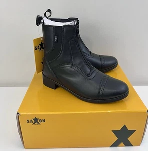 Saxon Syntovia Zip Paddock Boots - Black Equestrian Boot Womens - Picture 1 of 10