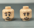 LEGO Minifigure Light Nougat Head Dark Brown Eyebrows Goatee Wrinkles Smile