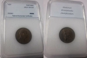 1831 Great Britain king George 1 Farthing Nice, slabbed - Picture 1 of 1