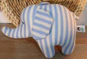 Edredón de felpa de juguete suave tejido sonajero elefante rayas azules Jellycat 2571 - Imagen 1 de 6