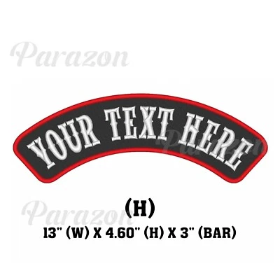 Custom Embroidered Top Rocker Motorcycle Biker Name Tag Sew on Patch 13" (H) - Image 1 of 4