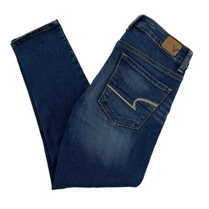 American Eagle Hi-Rise Jegging Crop Jeans Damen Gr. 2 Super Stretch Dark Wash - Bild 1 von 6
