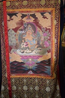 XL Thangka Tibet Jambhala/Fo-Hund/Glücksratte/Amithaba Seidenbrokat 165x104cm • 1€