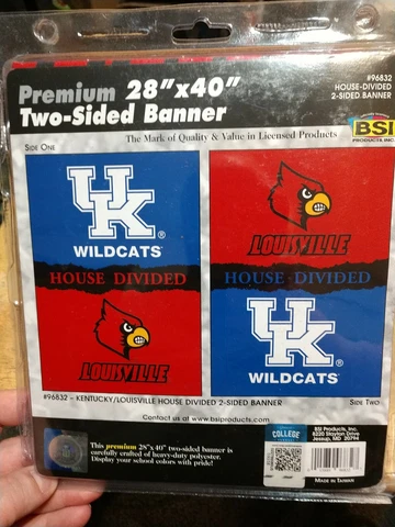 KENTUCKY WILDCATS/LOUISVILLE CARDINALS --HOUSE DIVIDED--28" X 40"--2-SIDED FLAG Cover