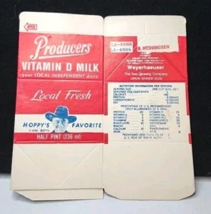 Hopalong Cassidy, Vintage, Cowboy 1960's Never Used Half Pint Milk Carton - Picture 1 of 3