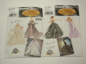 Lot 2 Simplicity 15.5” Doll Clothes Pattern 5713 Wedding, 5709 UNCUT FF - Picture 1 of 6