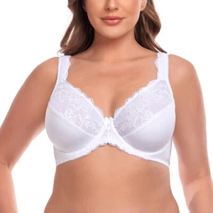 UK Ladies Full Cup Underwired Bra Large Bust Lace Plus Size Lingerie CD-DDE-FGHH - Picture 1 of 38