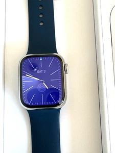 Apple Watch Series 9 (GPS + Cellular) 41mm Stainless Steel Case, blue sport band - Zdjęcie 1 z 13
