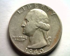 Cuarto de Washington 1940 extra fino/aproximadamente sin circular XF/AU bonita moneda EF/AU - Imagen 1 de 2