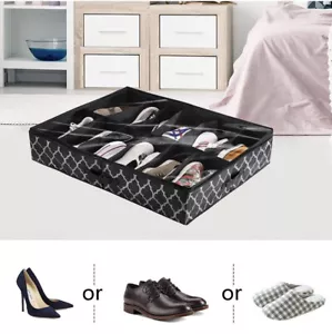 Shoe Storage Organizer Set of 2, Foldable Fabric Shoes Container Box Under Bed - Picture 1 of 4