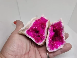 GEODE PINK QUARTZ pair of SELENITE CRYSTAL FERTILITY 100mm+ - Foto 1 di 6