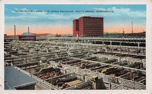 UNION STOCKYARDS LIVESTOCK EXCHANGE OMAHA NE NEBRASKA VINTAGE POSTCARD 092123 S - Picture 1 of 2