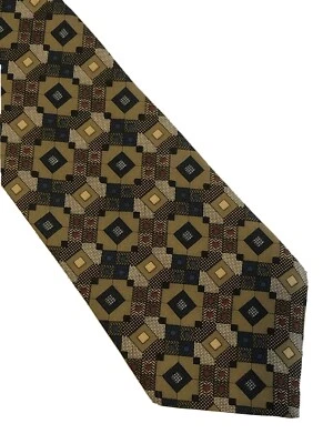 Gravata Ottavio VIII gravata de seda geométrica diamante quadrado multicolorida 55”x4,25” - Imagem 1 de 4