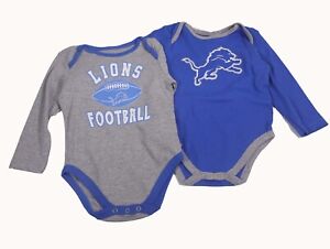 Detroit Lions NFL Baby Infant Size 2 Piece Set Long Sleeve Creeper Bodysuit New