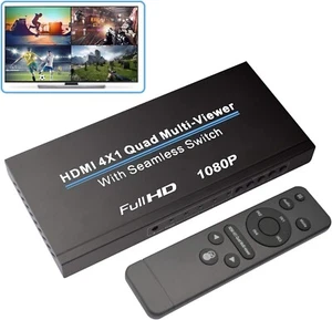 HDMI Switcher 4X1 Quad Multi-Viewer 1080p Splitter With Seamless IR Control, EU - Picture 1 of 7