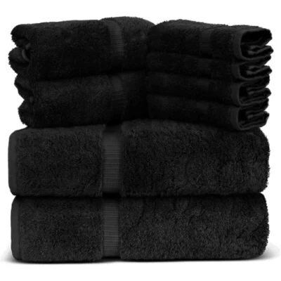 8Piece 100% Cotton Towel Bale Set Super Soft High Absorbent Face Hand Bath Towel - Image 1 of 2