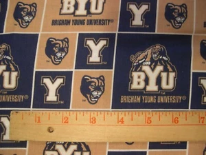 BRIGHAM YOUNG UNIVERSITY BYU COUGARS COTTON FABRIC 1/4 yd 9"x43" Mask FREE SHIP - Picture 1 of 2