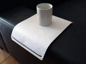 Slinky Wooden Couch Side Table with Washable Felt Cover White - Sofa Tray - Picture 1 of 6