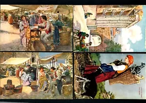 FR11e Italy (4) cards 1900s Outdoor Market Lago Di Como Woman Goats Basket - Picture 1 of 3