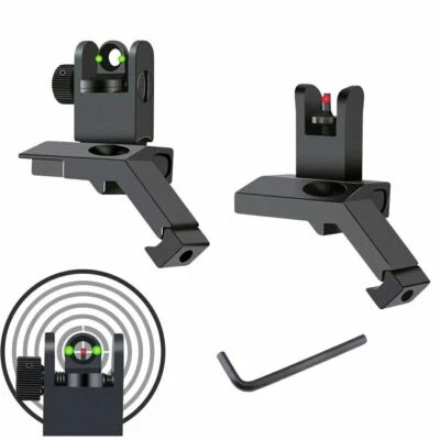 Low Profile 45 Degree Flip Up Front And Rear Optical Fiber Red Green Dot Sights - Image 1 of 4
