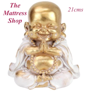 ~❤️~Laughing GOLD BUDDHA Figurine Statue Smiling Large 21cms (H) Ornament~❤️~ - Picture 1 of 3