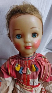 Vintage UdSSR Soviet Russian 19" DOLL SLEEPY EYES Folk Outfit SAMMLERSTÜCK - Bild 1 von 12