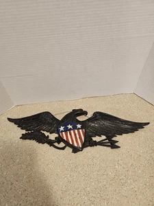 Targa da parete patriottica dipinta aquila americana vintage in metallo fuso, decorazione - Foto 1 di 9