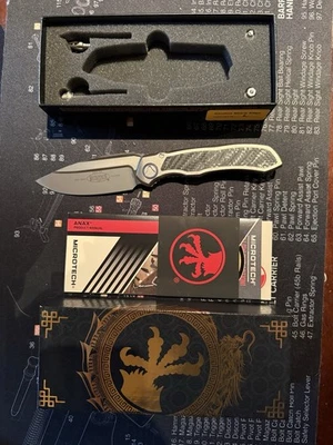 Microtech Anax S/E Frame Lock Knife Titanium with CF Inlay, 3.7" Satin Blade - Image 1 of 4