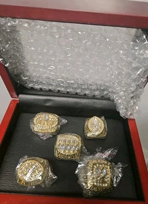 San Francisco 49ers Super Bowl Champion Replica  Rings All 5 Rings Plus Display  - Image 1 of 2