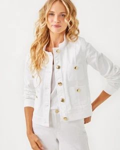 New LILLY PULITZER Shepa Denim white Jacket R$168 Size SMALL - Picture 1 of 9