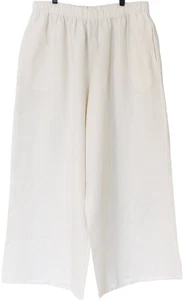 Bryn Walker NWT Light Weight Linen FLOOD PANTS Wide Leg w Pockets SZ XL Bone - Picture 1 of 3