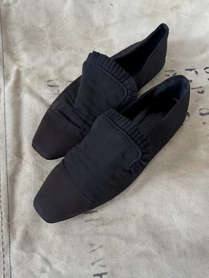 Rare 80s 90s Romeo Gigli Avant Garde 2 Tone Silk Faille Taffeta Flats 39 ITALY - Image 1 of 4