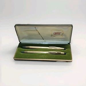 VINTAGE CROSS 10K GOLD FILLED PEN & PENCIL SET with CASE - Picture 1 of 5