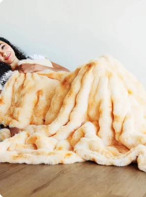 NWT Minky Couture Premium Cloud Peaches & Cream Luxury Blanket Adult 50x60 - Image 1 of 4