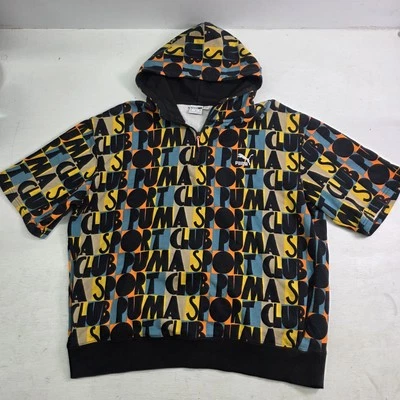 Puma Mens RetrovShort Sleeve 1/4 Zip Hoodie Sweatshirt Sz XL Kangaroo Pocket AOP - Image 1 of 4