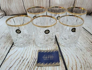 6er Set Vintage Orchester Bleikristall Whisky Gläser, gold gefüttert, in Box - Bild 1 von 18