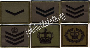 Commando Rank Square in Olive with Black Embroidery - Hook & Loop Backing - Picture 1 of 1
