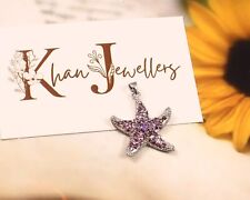 German Silver Pendant Purple Glass Gemstone Starfish Pendant For Women Jewellery