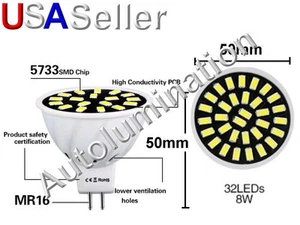 Led MR16 8w 110vac 120vac 110 120 volt Light Bulb Dimmable Cool or Warm White - Picture 1 of 2