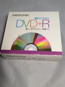 Memorex DVD+R 16X 4.7 GB 120 Min - 10 Pack - Sealed - Jewel Cases - Picture 1 of 2