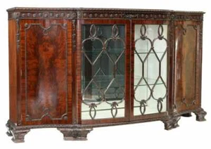Antique Sideboard, English Edwardian Mahogany Display, Glazed Doors, Early 1900s - Picture 1 of 6