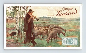 Victorian Trade Card Chocolat Suchard 1890s Shepherd Sheep Coronet - Bild 1 von 2