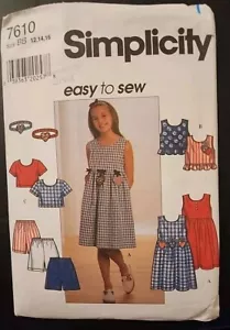 Jumper Dress Top Shorts Headband Girl Sz 12 Simplicity 7610 Sewing Pattern Easy - Picture 1 of 3