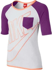 Nike Girls Half-Sleeve Raglan Pocket Top (Small, Berry/Sunset Glow) - Picture 1 of 1