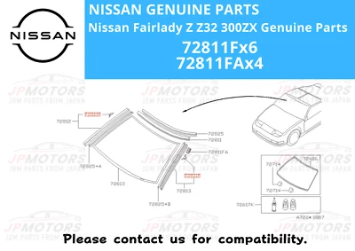 NISSAN Genuine 300ZX Z32 T-Top 90-96 Front Windshield Side 72811Fx6 72811FAx2 - Image 1 of 4