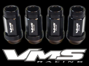 VMS RACING 20PC 48MM PREMIUM EXTENDED ALUMINUM WHEEL LUG NUTS 12X1.5 BLACK BK2 - Picture 1 of 8