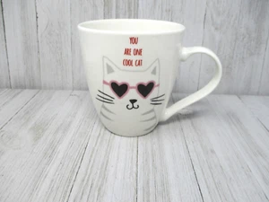 Pfaltzgraff Coffee Mug You Are One Cool Cat 18oz Courtney Davis White Pink Red - Picture 1 of 8