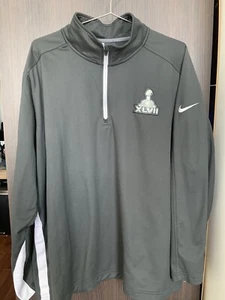 Super Bowl XLVII Jacket Nike NFL Team Apparel 1/4 Zip Gray Pullover Men’s Size L - Picture 1 of 6