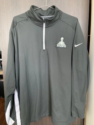 Super Bowl XLVII Jacket Nike NFL Team Apparel 1/4 Zip Gray Pullover Men’s Size L - Imagem 1 de 4