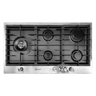 Gurari TY905VPGC Gaskochfeld 90 cm Edelstahl Schwarz 4,0 kw WOK 5 Flammig - Bild 1 von 4